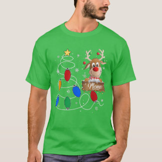 Meme Reindeer Lights Christmas Tree  Cute Christma T-Shirt
