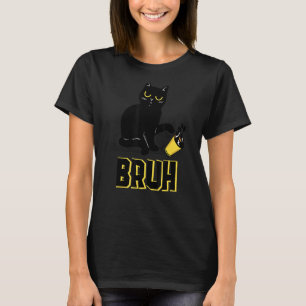 Meme saying Bruh with Cat Greetings Joke T-Shirt