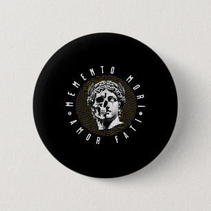 Memento Mori Amor Fati Skull Stoicism Quote 2 Inch Round Button