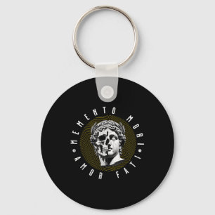 Memento Mori Amor Fati Skull Stoicism Quote Keychain