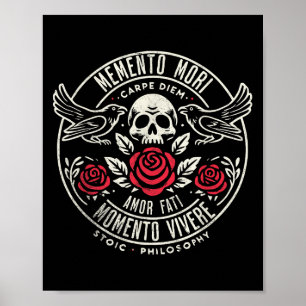Memento Mori, Amor Fati, Stoic Quote Philosophy  Poster