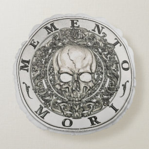Memento Mori Carpe Diem Silver Round Pillow