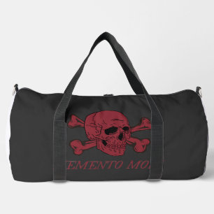 Memento Mori Crimson Red Skull and Crossbones Duffle Bag