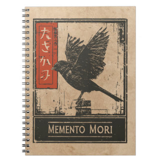 Memento Mori Crow Art | Wabi Sabi Stoic Design Notebook