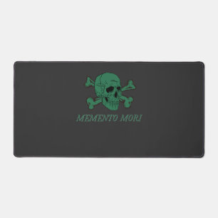  Memento Mori Forest Green Skull and Crossbones Desk Mat