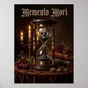 Memento Mori Hourglass Skull Vanitas Dark  Poster