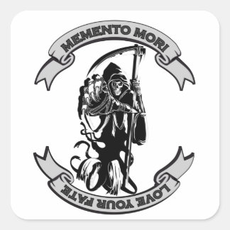 MEMENTO MORI Love Your Fate Grim Reaper Square Sticker