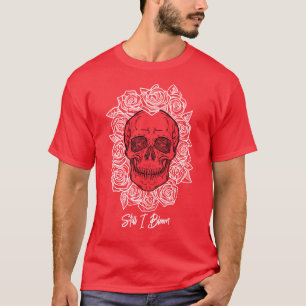 Memento Mori! Skull and Roses, Hand Drawn T-Shirt