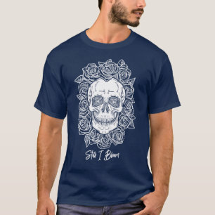 Memento Mori! Skull and Roses, Hand Drawn T-Shirt