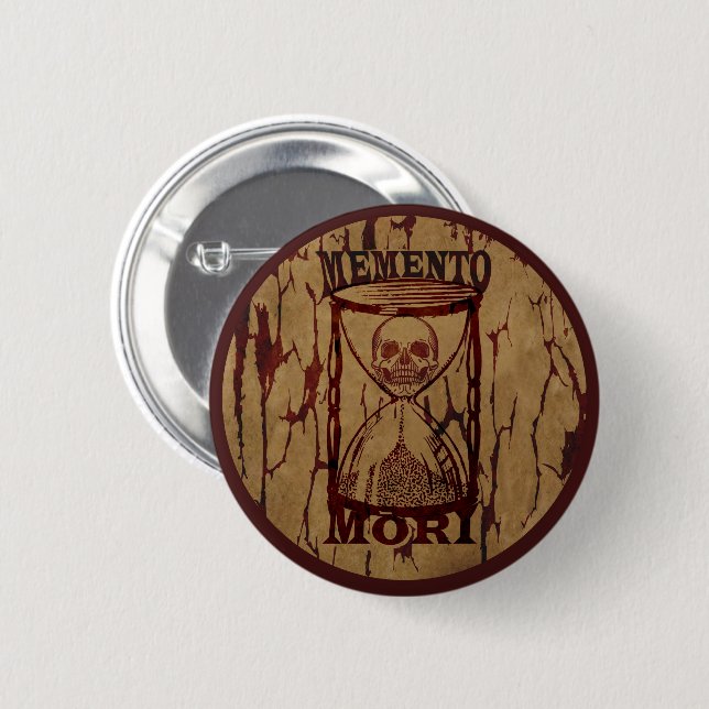Memento mori skull hourglass 2 inch round button (Front & Back)
