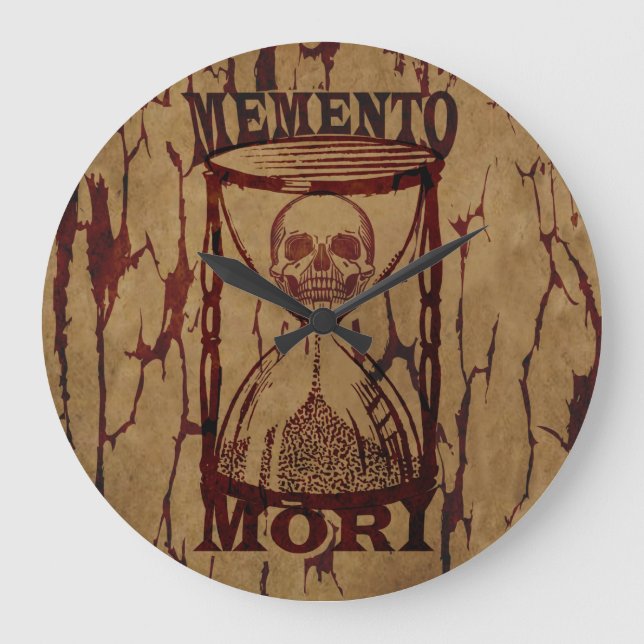 Memento mori skull hourglass large clock (Front)