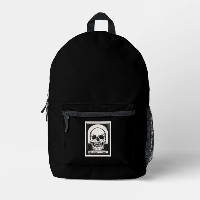 Memento Mori Skull Printed Backpack (Front)