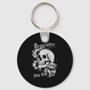 Memento Mori Skull Stoic Philosophy Men Women Lati Keychain