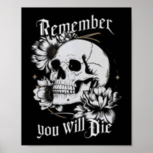 Memento Mori Skull Stoic Philosophy Men Women Lati Poster