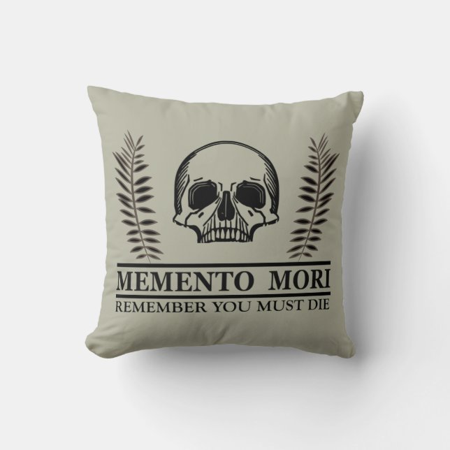 Memento mori skull throw pillow (Front)