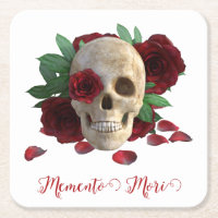 Memento Mori. Skull with red roses