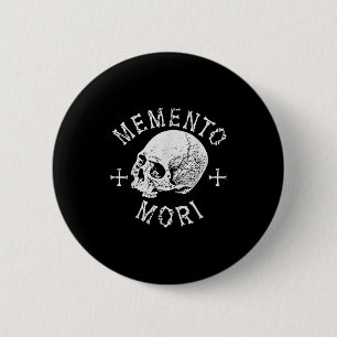 Memento Mori Stoic Remember Death Skull Bones Tatt 2 Inch Round Button
