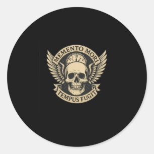 Memento Mori Tempus Fugit Latin Stoic Quote Long S Classic Round Sticker
