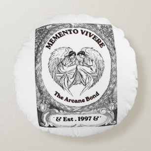 Memento Vivere   Vintage Angel Bond Art Round Pillow
