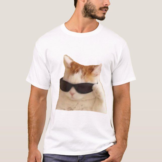 #memes #cat - Sunglasses Cat Meme T-Shirt (Front)