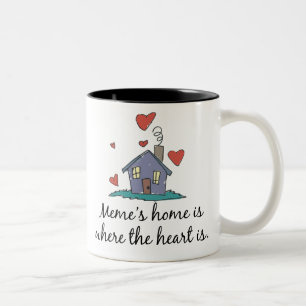 Meme's Home is Where the Heart is Two-Tone Coffee Mug