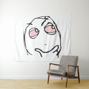 memes le Me question thinking pink eyes smoking Tapestry