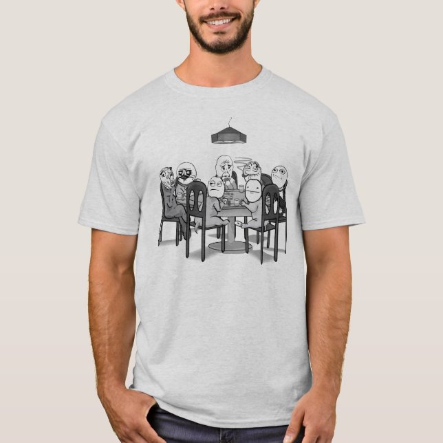 Memes Poker Table with Me Gusta Ok face etc T-Shirt (Front)
