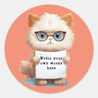 Memo cat classic round sticker