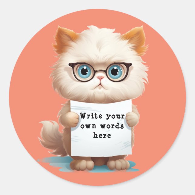 Memo cat classic round sticker (Front)