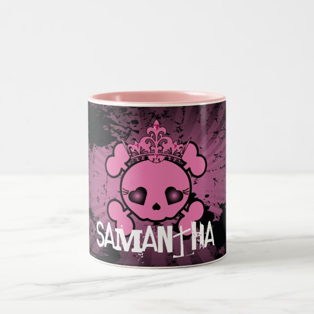 MEMO Crâne rose Crossbones Girls Coffee Mug Cup (Centre)