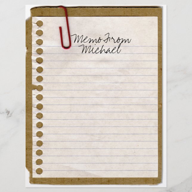 Memo From... Custom Letterhead Stationery (Front)