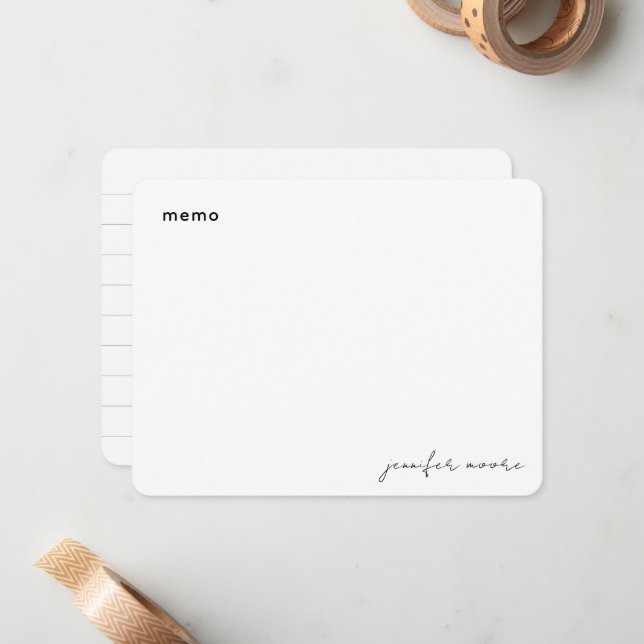 Memo Minimal Simple Black and White Planner  Card (Front/Back In Situ)