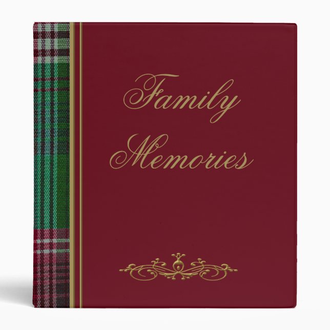 Mémoire de famille tartan classeur vert, rouge ble (Devant)
