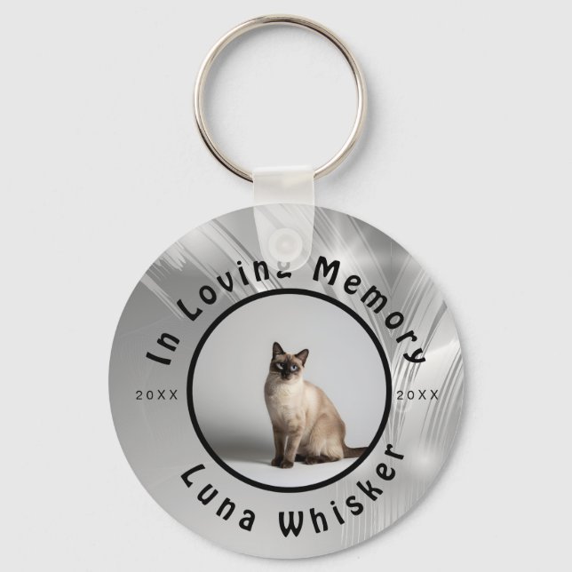 Memorable Cat Photo Circle Frame Art Keychain (Front)