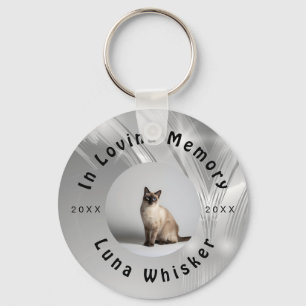 Memorable Cat Photo Circle Frame Art Keychain