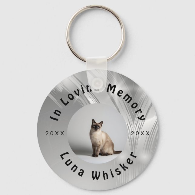 Memorable Cat Photo Circle Frame Art Keychain (Front)
