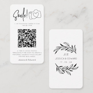Memorable Photos Qr Code Black Chic Modern Wedding Place Card