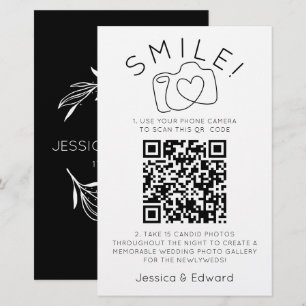 Memorable Photos Qr Code Black Chic Modern Wedding Stationery