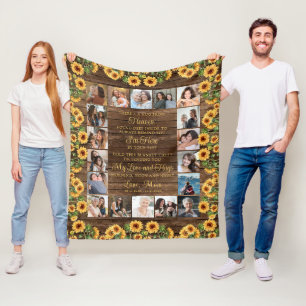 Memorial 18 Photo Hug From Heaven Rustic Sunflower Fleece Blanket