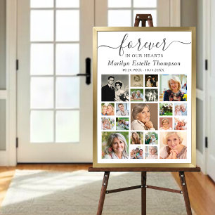 Memorial 21 Photo Collage Forever in our Hearts Poster