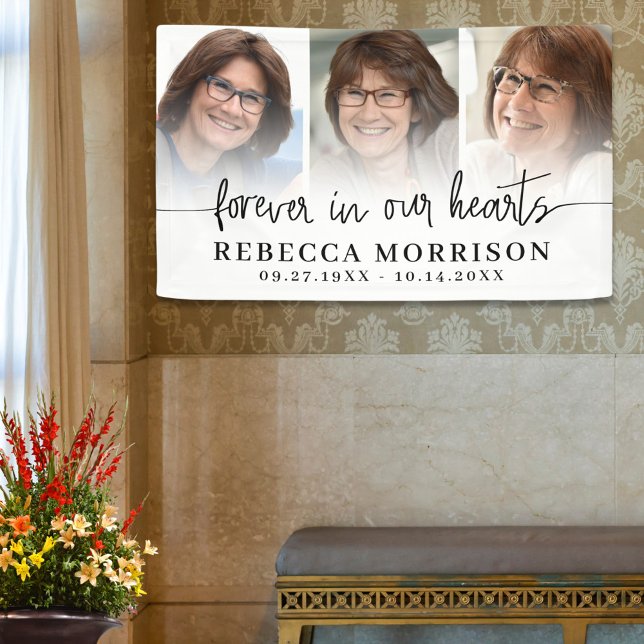 Memorial 3 Photos Script Forever In Our Hearts Banner (Creator Uploaded)