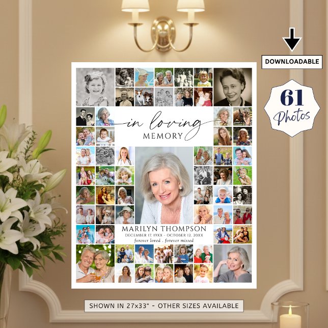 Memorial 61 Photo Collage In Loving Memory Poster (Creator Uploaded)