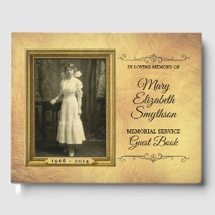 Memorial Add Your Photo Vintage Painted Gold Frame Guest Book