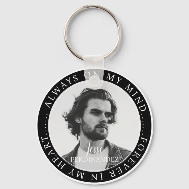 Memorial Always On My Mind Elegant Photo Keychain (Front)