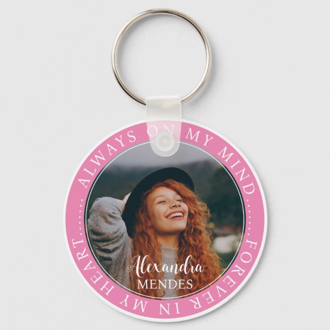 Memorial Always On My Mind Elegant Photo Keychain (Front)