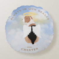 memorial angel dogs wings photo round pillow