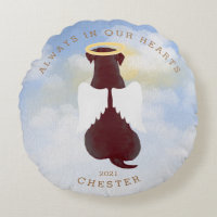 memorial angel dogs wings photo round pillow