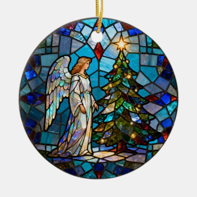 Memorial Angel In Loving Memory Photo Christmas Ceramic Ornament (Front)