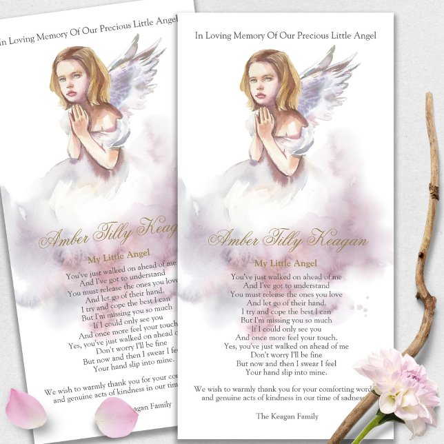 Memorial Angel Perte Funérailles Merci Cartes (funeral thank you cards, bereavement, elegant, simple, celebration of life, sympathy card)