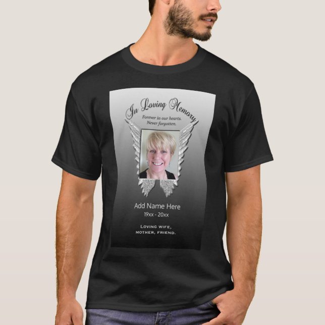 Memorial | Angel Wings Photo silver T-Shirt (Front)